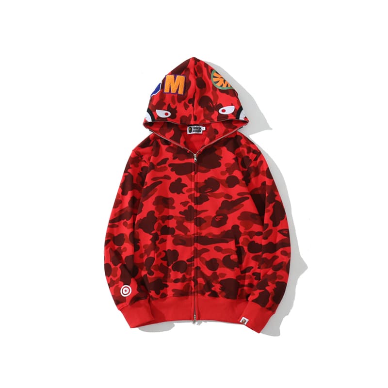 Bape Shark Wide Red Camo Sweatshirt 