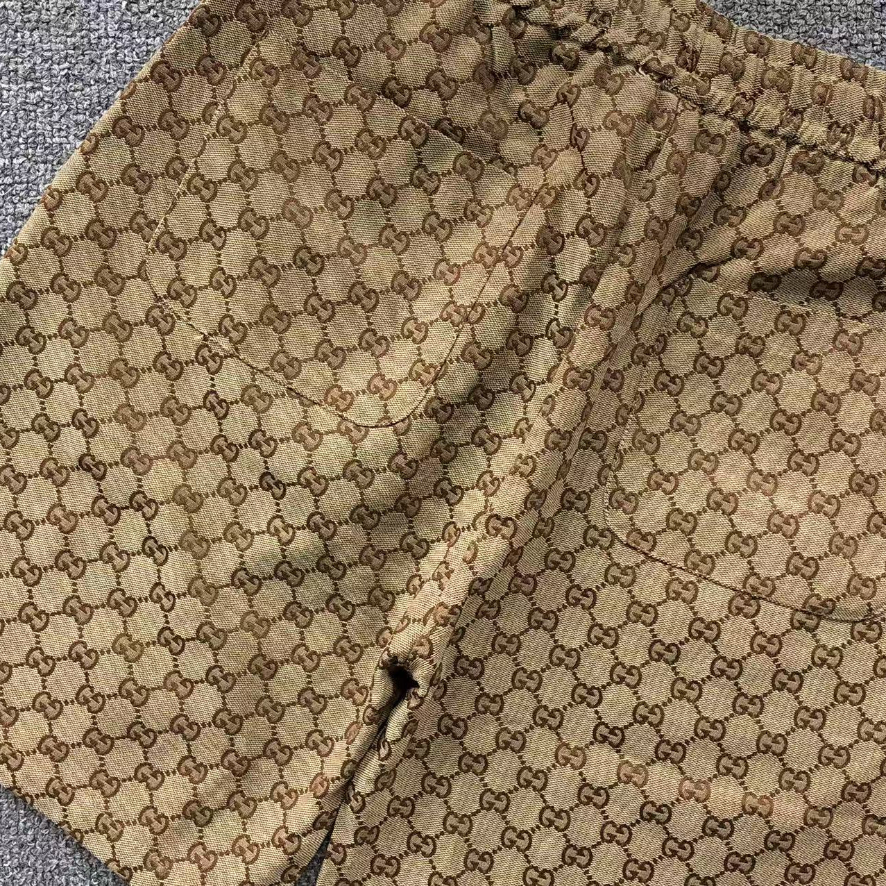 Gucci Webbing-Trimmed Brown Short Set