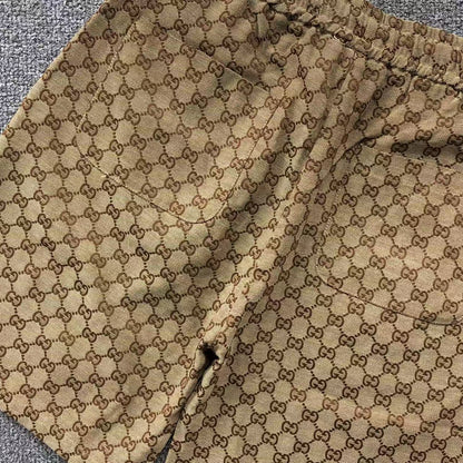 Gucci Webbing-Trimmed Brown Short Set