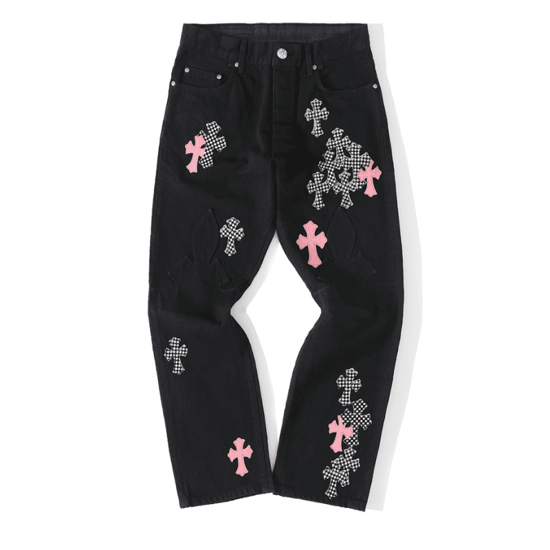 Calça Chrome Hearts Jeans Cross Patch Fleurknee - HYPER LIST