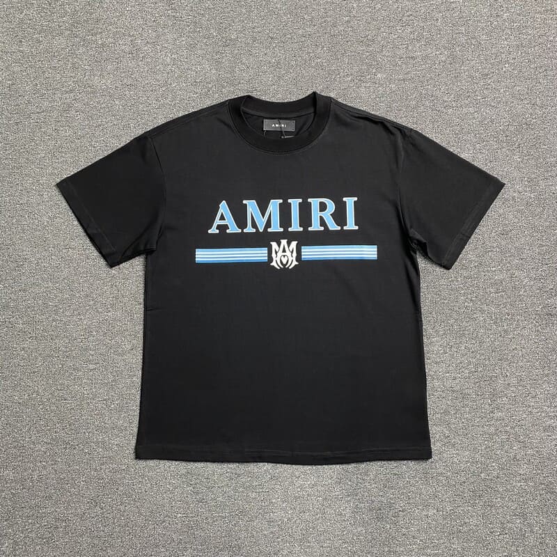 Camiseta Amiri Bar Logo Preto/Azul - HYPER LIST
