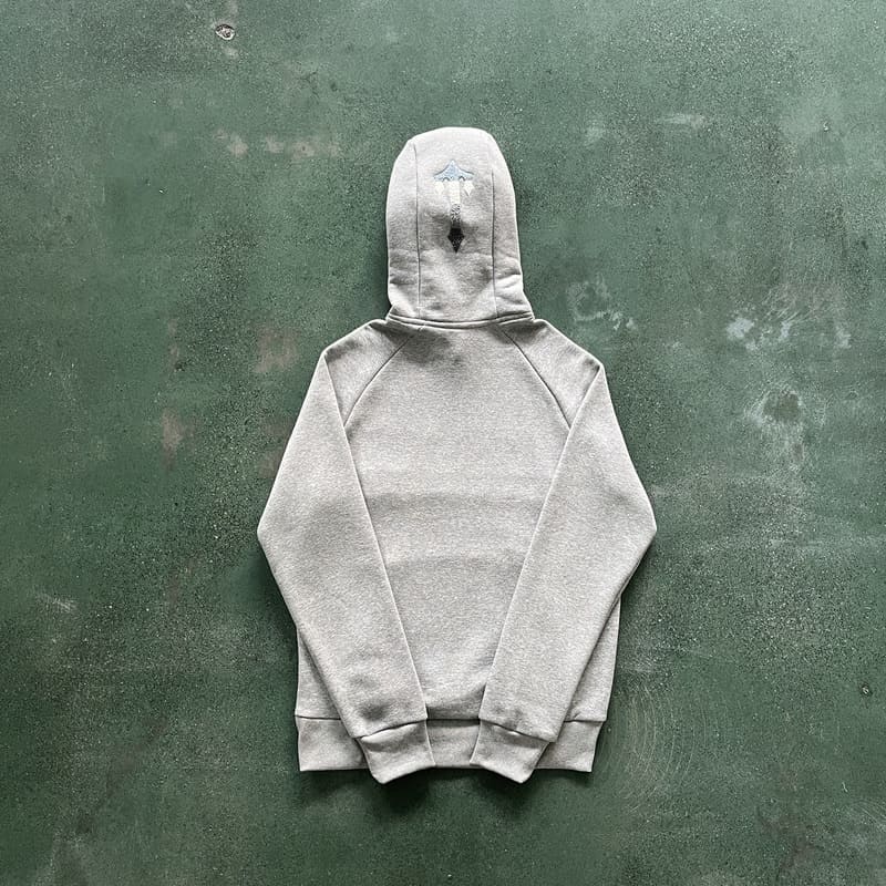 Conjunto Trapstar Chenille Decoded 2.0 Hoodie Grey/Ice Blue - HYPER LIST