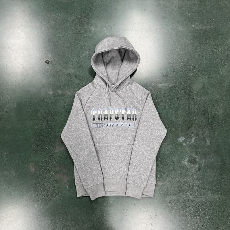 Conjunto Trapstar Chenille Decoded 2.0 Hoodie Grey/Ice Blue - HYPER LIST