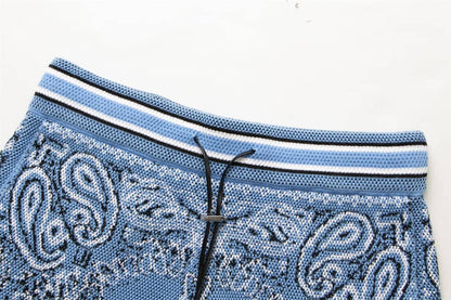 Amiri Bandana Crochet Basketball Shorts Blue - HYPER LIST