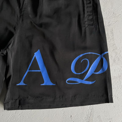 Shorts Trapstar Script Swimming Black/Dazzling Blue - HYPER LIST