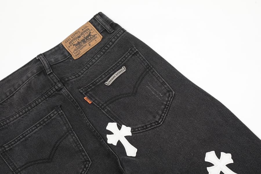 Calça Chrome Hearts Jeans Cross Patches Black White - HYPER LIST