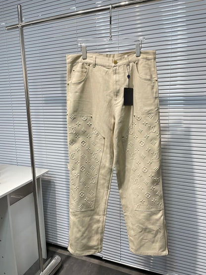 Calça Louis Vuitton Monogram Workwear Carpenter Cream - HYPER LIST