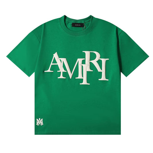 T-shirt vert avec logo décalé Amiri 