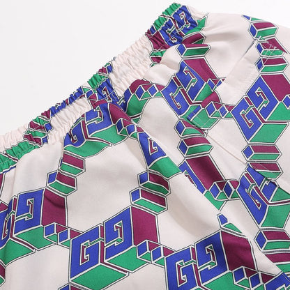 Set Gucci Multicolor GG Pattern Shirt and Shorts GC003