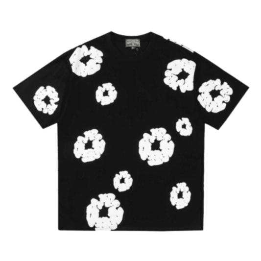 T-shirt noir en denim déchiré 