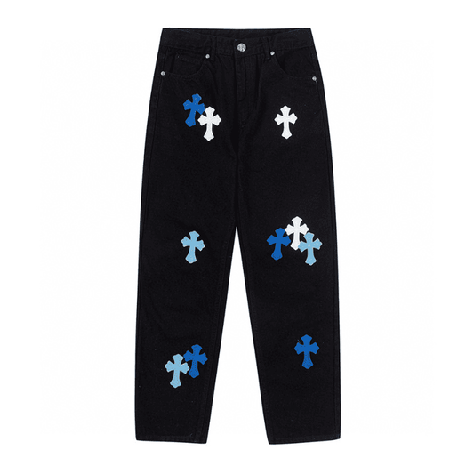 Calça Chrome Hearts Jeans Cross White/Blue - HYPER LIST