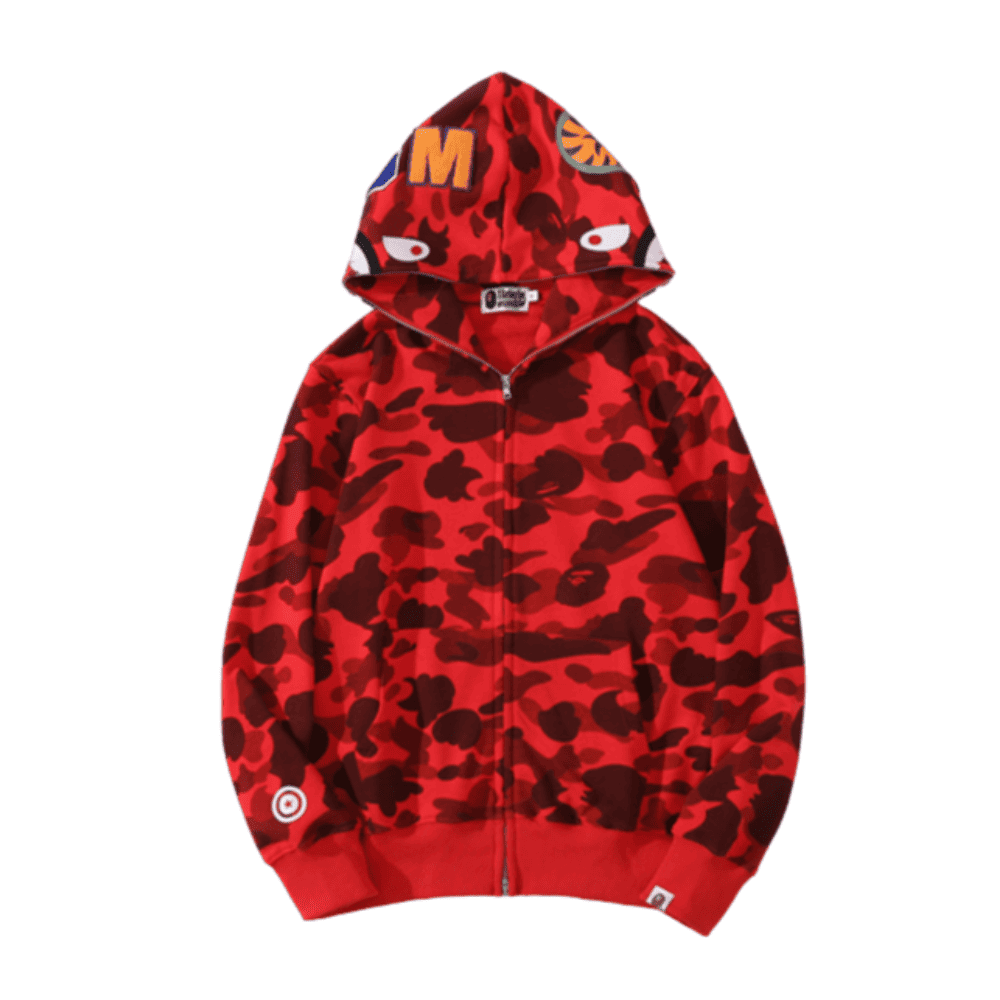 Bape Shark Wide Red Camo Sweatshirt 