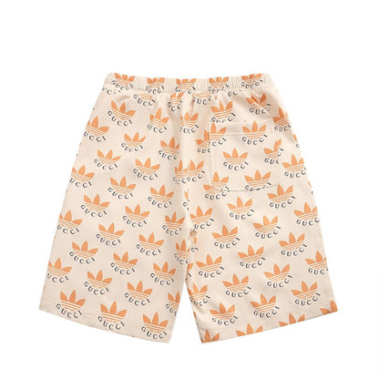 Set Gucci x Adidas Trefoil Beige Shirt and Shorts GC030