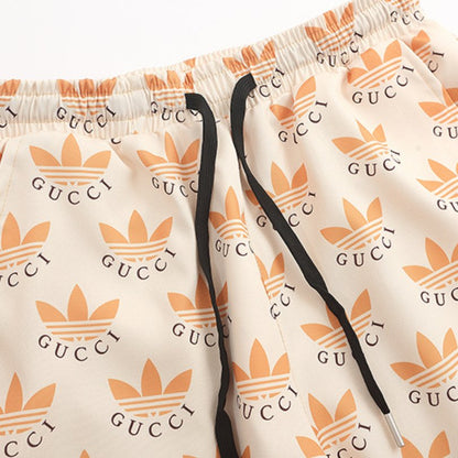 Set Gucci x Adidas Trefoil Beige Shirt and Shorts GC030