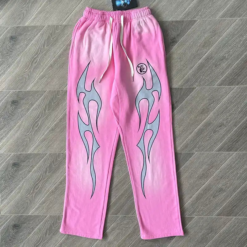 Hellstar Flame Sweatpants Pink/Silver