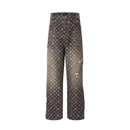 Calça Louis Vuitton Distressed Baggy Monogram Jeans - HYPER LIST