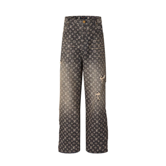 Calça Louis Vuitton Distressed Baggy Monogram Jeans - HYPER LIST