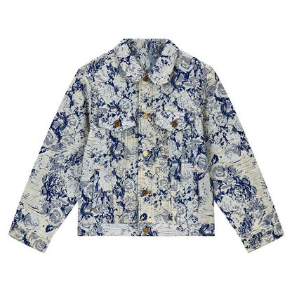 Jaqueta Louis Vuitton Distressed Floral Denim - HYPER LIST
