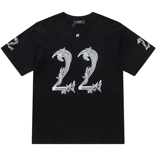 T-shirt imprimé logo Amiri 22 blanc noir 