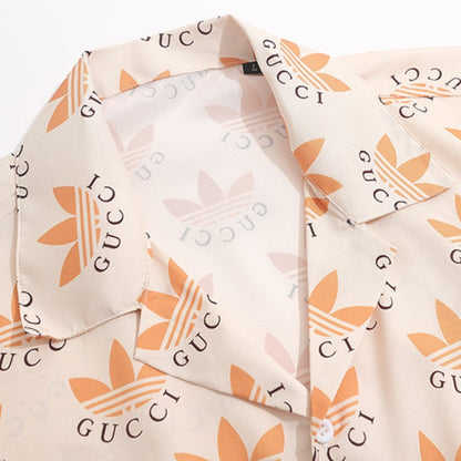Set Gucci x Adidas Trefoil Beige Shirt and Shorts GC030