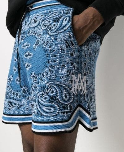 Amiri Bandana Crochet Basketball Shorts Blue - HYPER LIST