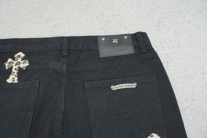 Calça Jeans Chrome Hearts Green & Leopard Cross - HYPER LIST