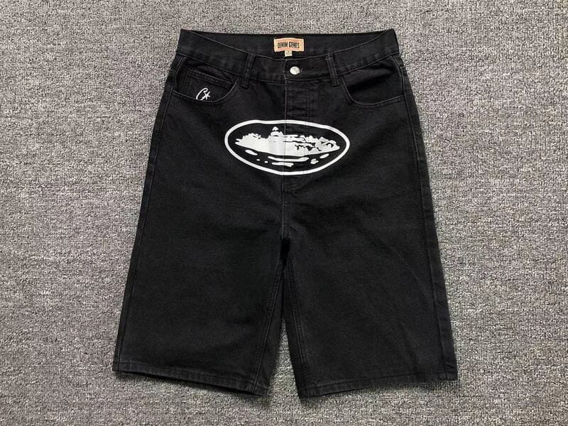 Shorts Corteiz Alcatraz Denim Washed Black - HYPER LIST