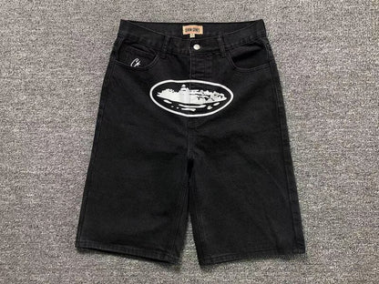 Shorts Corteiz Alcatraz Denim Washed Black - HYPER LIST