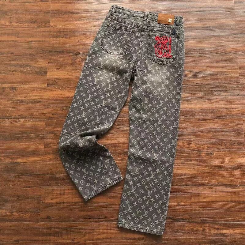 Calça Louis Vuitton Distressed Baggy Monogram Jeans - HYPER LIST
