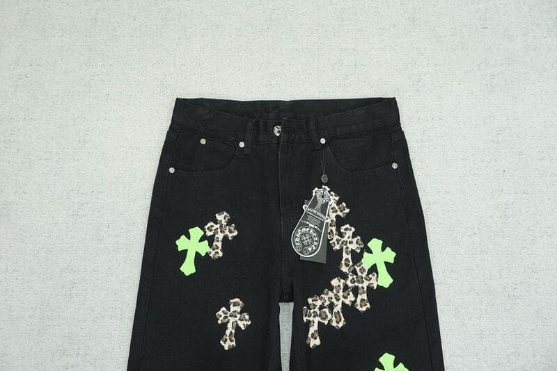Calça Jeans Chrome Hearts Green & Leopard Cross - HYPER LIST