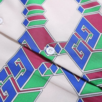 Set Gucci Multicolor GG Pattern Shirt and Shorts GC003