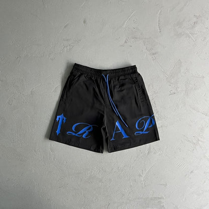 Shorts Trapstar Script Swimming Black/Dazzling Blue - HYPER LIST