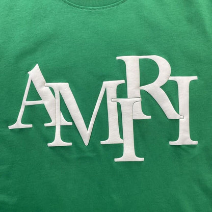 T-shirt vert avec logo décalé Amiri 