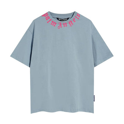 Camiseta Palm Angels Neck Logo blue - HYPER LIST