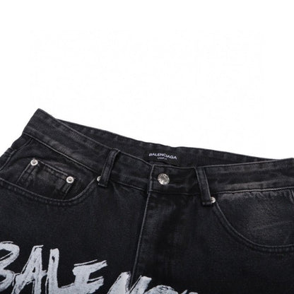 Jeans Balenciaga Paris Black Graphic Logo