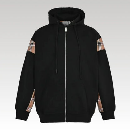 Hoodie Plaid-Detail Black Burberry BY003
