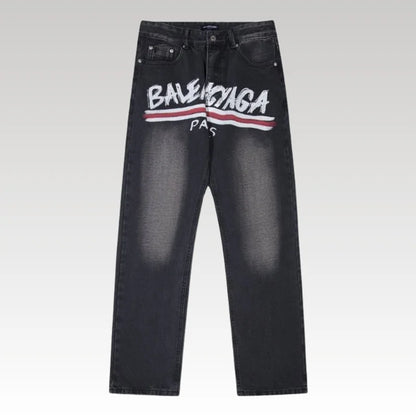 Jeans Balenciaga Paris Black Graphic Logo