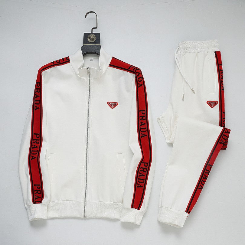 Tracksuit Prada White and Black Red Stripe PD050