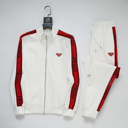 Tracksuit Prada White and Black Red Stripe PD050