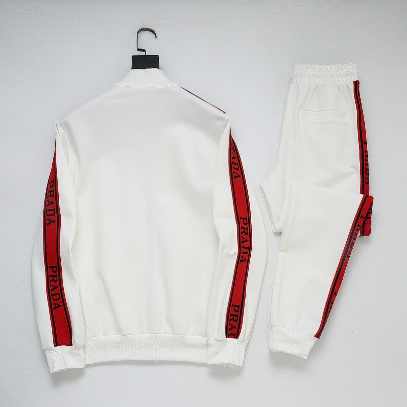 Tracksuit Prada White and Black Red Stripe PD050