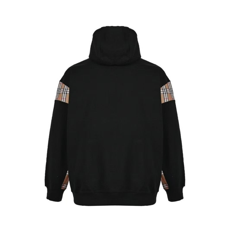 Hoodie Plaid-Detail Black Burberry BY003