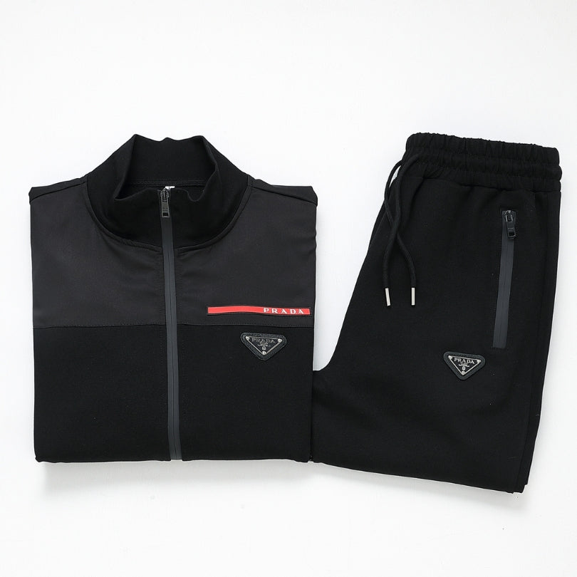 Tracksuit Prada Black Full-Zip Casual Set PD001