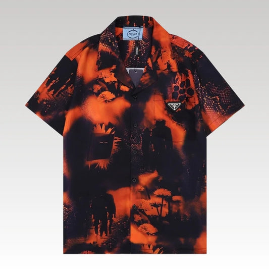 Shirt Prada Orange Black Graphic Print PD031