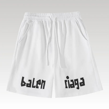 Shorts Balenciaga Balen Ciaga Print White BL037