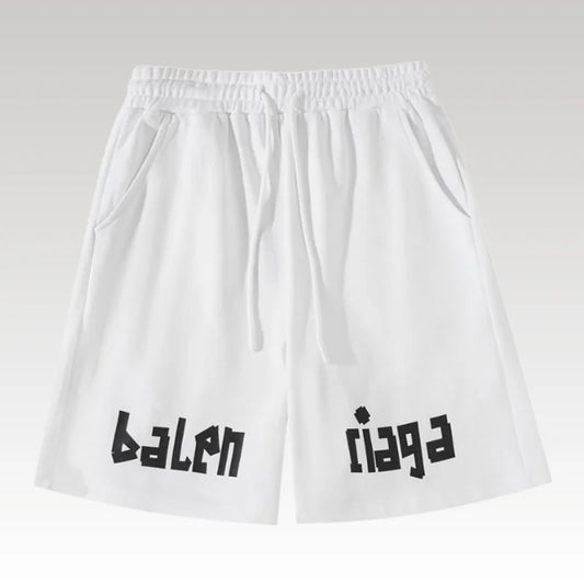 Shorts Balenciaga Balen Ciaga Print White BL037