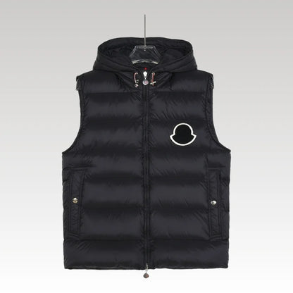 Vest Puffer Moncler Hooded Black Logo MCL011