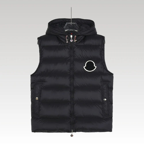 Vest Puffer Moncler Hooded Black Logo MCL011